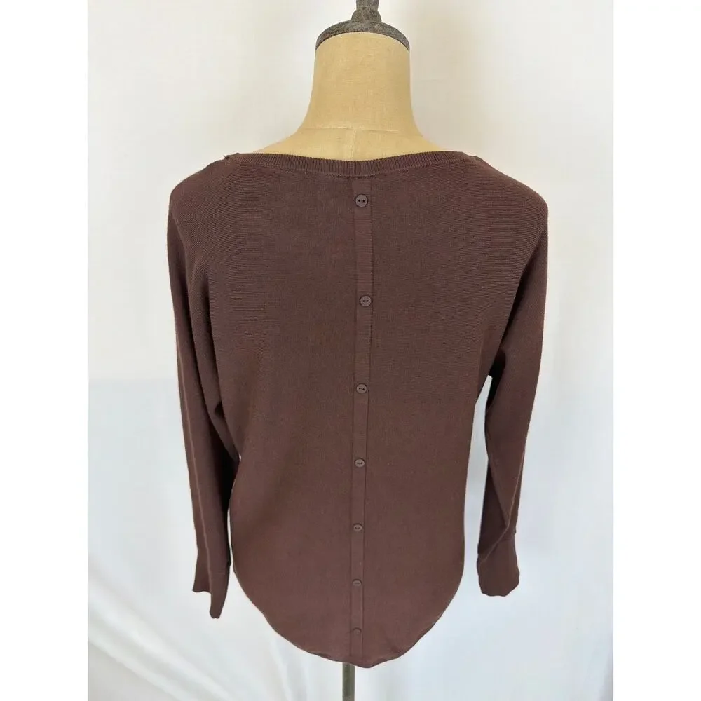 NWT Soya Concept Brown Button Back Sweater Knit Top #0439 Size XL